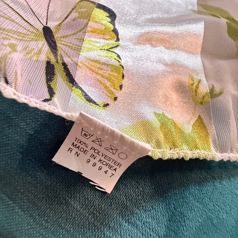 Two Sheer Scarves Clover‎ Butterfly Floral Print - Picture 7 of 13